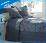 Navy Floral Patchwork Design Polyester Quilt Set