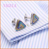 VAGULA Rhodium Plated Men's Colorful Painting Wedding Cufflinks