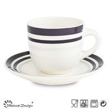 8oz Ceramic Cup and Saucer with Simple Elegant Design