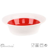 Red and White Swirl Ceramic Bowl