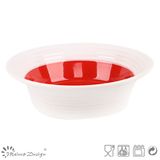 Red and White Swirl Ceramic Bowl