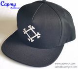 Black Cotton 5 Panel Hat Snapback Cap Style