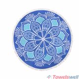 Mandala Printed Microfiber Round Beach Towel with Tassels