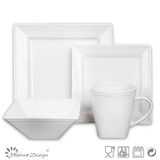 Embossed Ceramic Square Shape Dinner Set