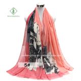 2017 Diagonal Rose Printed Satin Fashion Ladies Scarf Shawl Factory