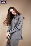 Cashmere Crew Neck Loose Pullover with Slits