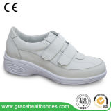 White Nappa Leather Comfort Wide Women Diabetic Shoes