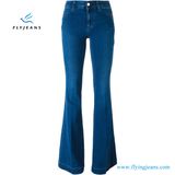 Women Blue Cotton Blend Flared Jeans