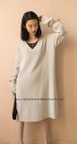 Half Fishmen Rib Womens Long Oversized Sweater