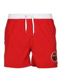 Red Solid 4 Way Stretch Swim Trunks