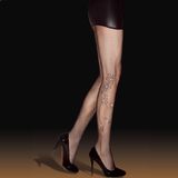 Side Floral Design Pantyhose with Dismond Z8001