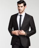 Custom 100% Wool Black Business Men Suit