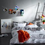 Black and White Reactive Print Cotton Bedding Home Textile