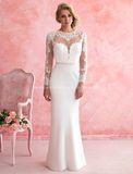 2016 See Through Long Sleeve Mermaid Lace Bridal Wedding Dress