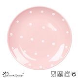 19cm Salad Plate Pink Glaze with White Dots Design