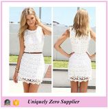 Fashion Elegant Sleeveless Crochet Hollow Sundress Embroidered Lace Dress