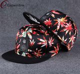 Flower Snapback Hat with Flat Brim