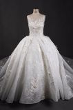Lace Floral Ball Beading Long Train Bridal Wedding Dress Gown