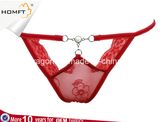 Lace Mesh Beading Buckled Open Panties Mature Ladies Low Rise G String Panties