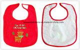 Custom Made Christmas Embroidered Promotional Cotton Red Baby Bib Baby Wear