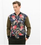 Baseball Clothing Vintage Flower Printed Zipper Men Jacket