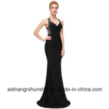 Women Backless Sexy Party Long Black Mermaid Prom Dress