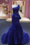Royal Blue One Shoulder Satin Mermaid Evening Dress