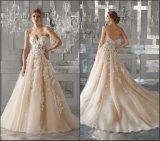 Beaded Lace Bridal Gown Crystal 3D Flowers Wedding Dress Mrl8171