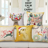 Merry Christmas Thick Cotton Linen Fabric Printed Cushion Cover (35C0178)