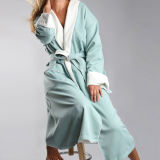 Shawl Bathrobe for Luxury SPA Robe Microfiber Bathrobe with Cotton Terry Lining Long Gowns