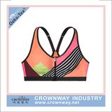 Athletic Padded Women Sport Bra with Front Zipper