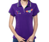 Custom Logo Women Fashion Printed Cotton Polo T Shirt