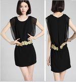 Patch Work Dress Design Fashion Women Chiffon Dress