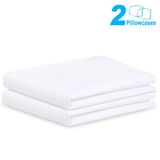 Set of 2 Pillow Cases Queen Size, 100% Brushed Microfiber Lighting Mall Pillow Covers, Ultra Soft, Envelope Closure End, Wrinkle Free, Stain Resistant (White)