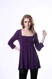 Women Spring New Design Normal Blouse Purple Tunic Frill Blouse