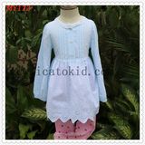 Lace Around Neck Children Girls Kids Blouse Skirt for Spring