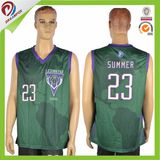 Custom Dark Green Man Sublimated Basketball Uniform Team Set Design