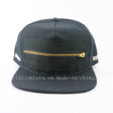 Design 5 Panel Zipper Snapback Hat with Embroidered Logo