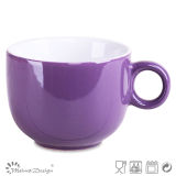 Purple Color Ceramic with Handle Soup Mug