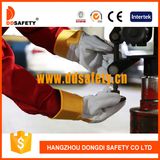 Ddsafety 2017 Cow Split Leather Work Gloves Yellow Cotton Drill Back Safety Gloves