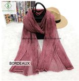 2018 High Quality Lady Fashion Crepe Silk Scarf with Dyed Embroidery