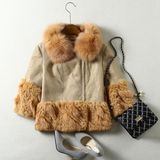 Real Sheep Leather Fox Fur Coat for Women Short Style