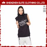 Custom Made Xxxxl Wholesale Plain Black Sleeveless Hoodie (ELTHSJ-1063)