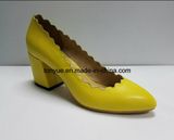 Hot Sale Fashion Kid Skin Chunky Heel Lady Leather Shoe