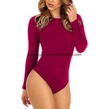 Women's Sexy Round Neck Lace up Open Back Bandage Tight Bodysuit Jumpsuit Leotard Esg10439