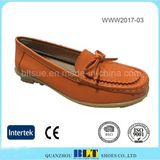 Fashion Design Leather Lining Slip on Women Shoe