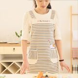 Striped Women Clothes Kitchen Apron for Cooking with Pockets