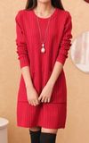 2014 Winter New Korean Version of Loose Big Yards Bars Double Pocket Knit Sweater Bottoming Shirt Female (BTQ078)