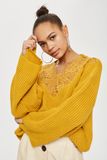 Women Lace Detail Cropped Jumper