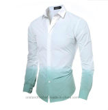 Spring Long Sleeve Newest Gradient Ombre 100%Cotton Men's Shirts